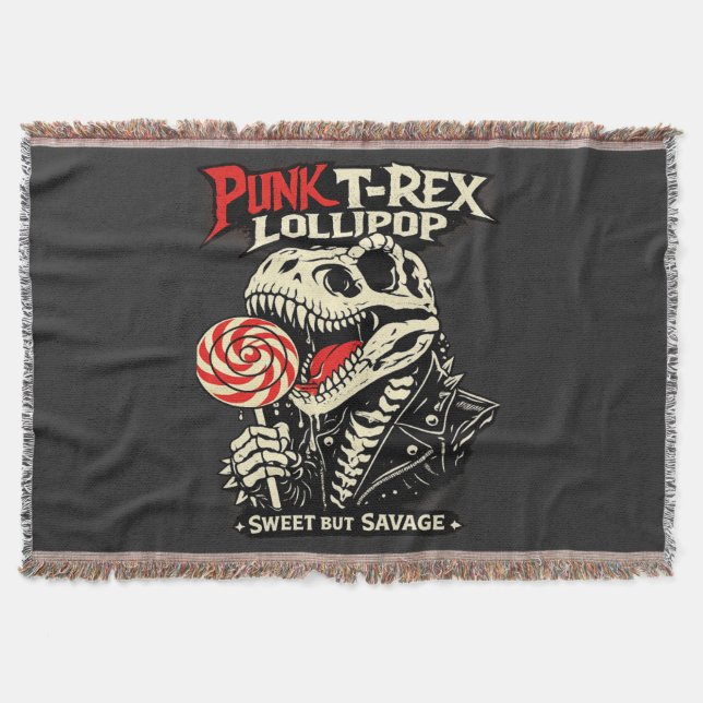 Cobertor Pirulito de T-Rex Punk - Doce, mas Selvagem (Frente)