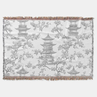 Cobertor PixDezine Pagodes de Grey Chinoiserie Flores de Ce