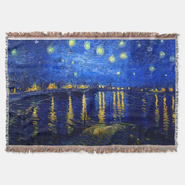 Cobertor PixDezines Van Gogh noite estrelada sur Rhone (Frente)