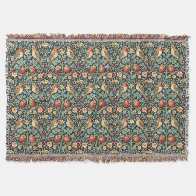 Cobertor PixDezines William Morris Strawberry Thief (Frente)