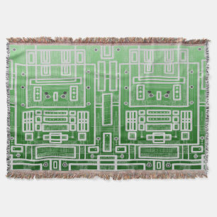Cobertor Placa de Circuito Geométrico Verde