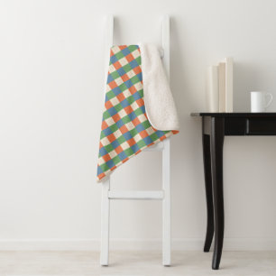 Cobertor Plaid Bege Verde Vermelho Sherpa