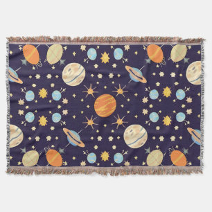 Cobertor Planetas e Estrelas de Desenho Animado Coloridos