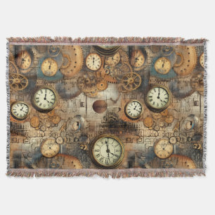 Cobertor Plano de Engenharia Steampunk Marrom Latão