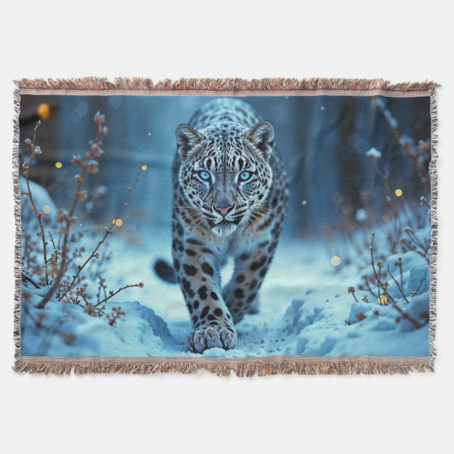 Cobertor Poderoso predador, neve, beleza fria (Frente)