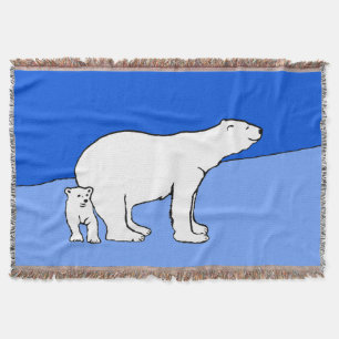 Cobertor Polar Bear Mãe e Pintura em Cubo - Arte Selvagem