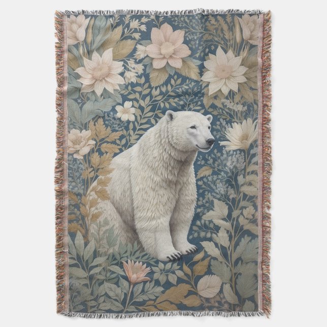 Cobertor Polar Bear William Morris Inspirou Floral (Frente Vertical)