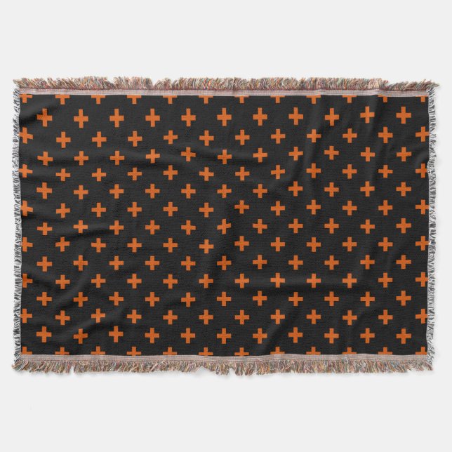 Cobertor Polka laranja cruza preto (Frente)