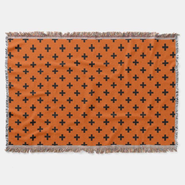 Cobertor Polka negra cruza a laranja (Frente)