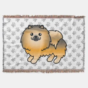 Cobertor Pomerânia Cão e patas, cor de laranja