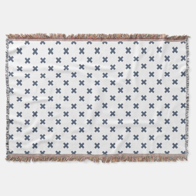 Cobertor Pontos crus de cinza azul em branco (Frente)