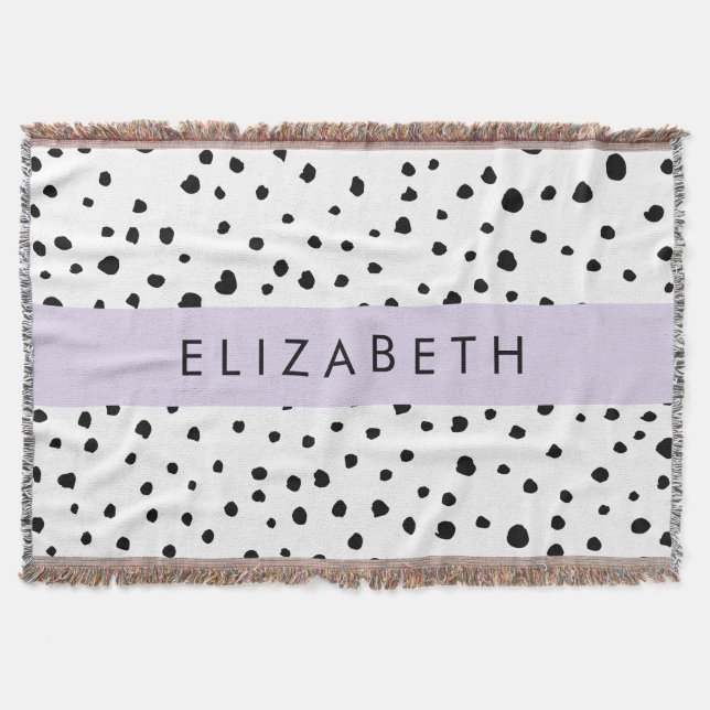 Cobertor Pontos Dalmáticos, Pontos, Preto e Branco, Seu Nom (Frente)