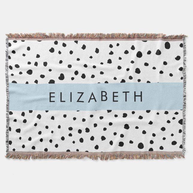 Cobertor Pontos Dalmáticos, Pontos, Preto e Branco, Seu Nom (Frente)