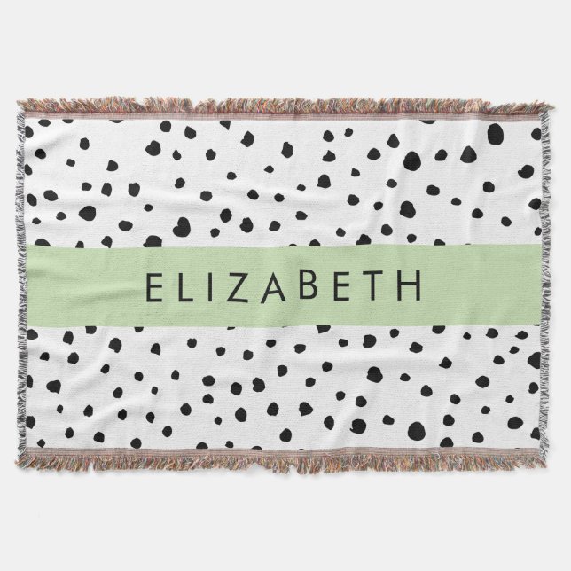 Cobertor Pontos Dalmáticos, Pontos, Preto e Branco, Seu Nom (Frente)