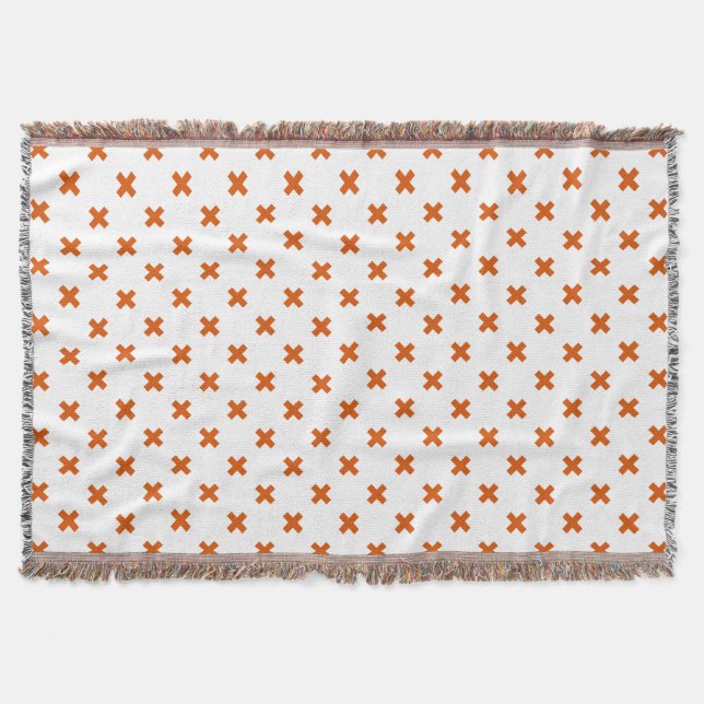 Cobertor Pontos de cruz laranja em branco (Frente)