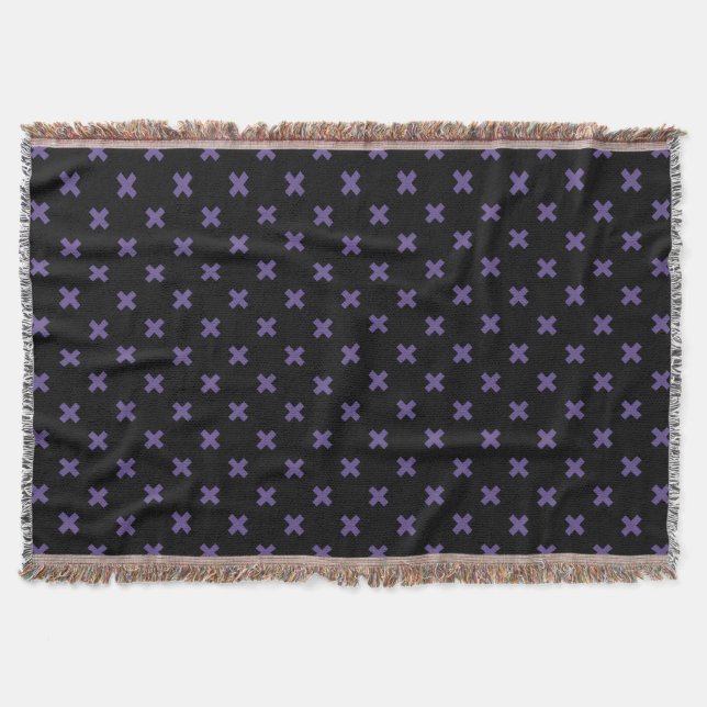 Cobertor Pontos de cruz ultravioleta em preto (Frente)