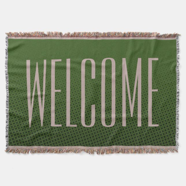 Cobertor Pontos engraçados Padrão verde escuro + seu texto (Frente)