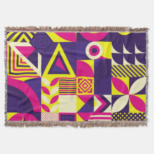 Cobertor Pop art, formas geométricas coloridas.