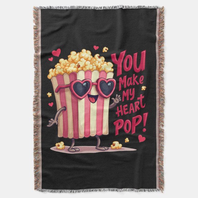 Cobertor Popcorn Heart Pop Valentine Design (Frente Vertical)
