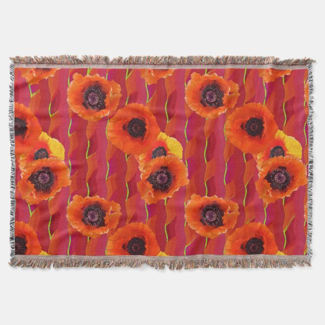 Cobertor Poppies orientais vibrantes (Frente)