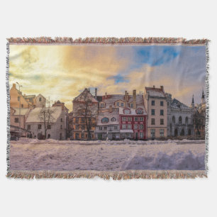 Cobertor Pôr do sol na rua em Riga
