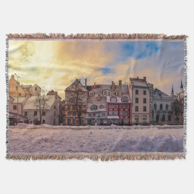 Cobertor Pôr do sol na rua em Riga (Frente)