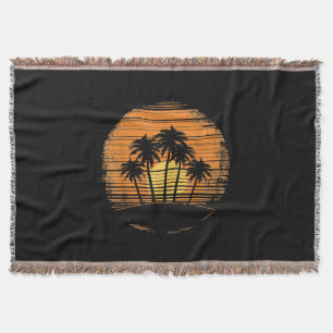 Cobertor Pôr do Sol Retro Palmeira Verão Praia Vintage Tróp