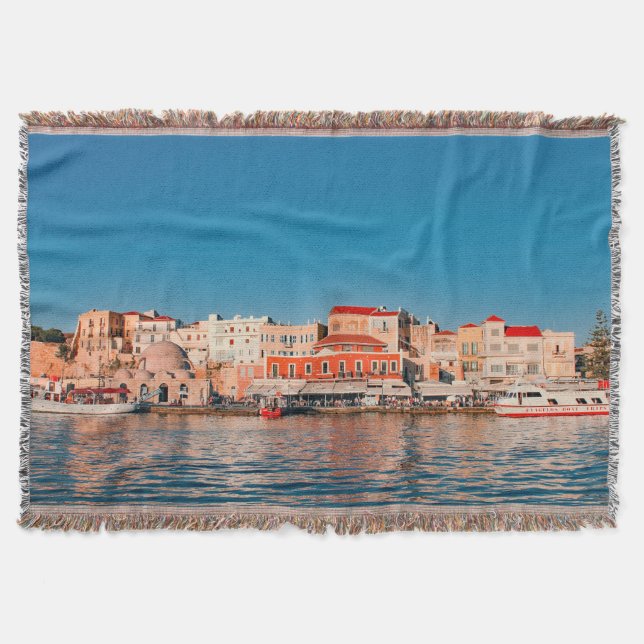Cobertor Porto veneziano em Chania à hora azul, Creta, (Frente)