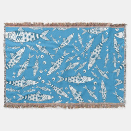 Cobertor Português Lisboa Sardinha Padrão Azulejos Azul