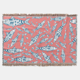 Cobertor Português Lisboa Sardinha Padrão Azulejos Rosa