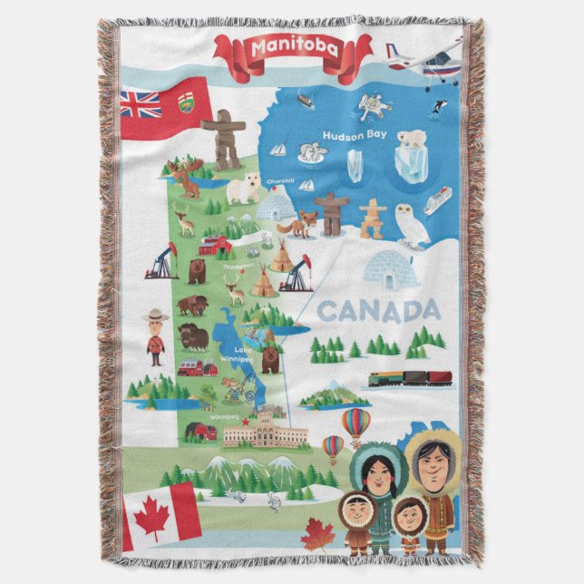 Cobertor Poster dos desenhos animados de Manitoba Canadá (Frente Vertical)