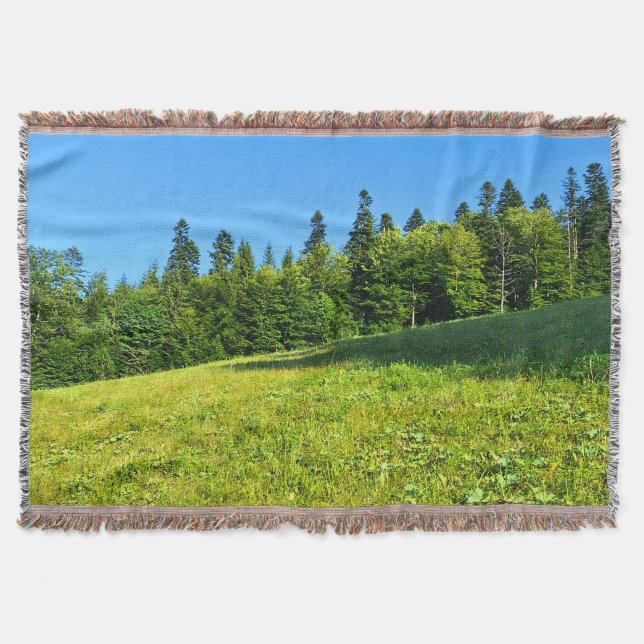 Cobertor Prado Verde dos Cárpatos – Impressão de Montanha d (Frente)