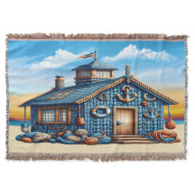 Praia Hut Throw Blanket