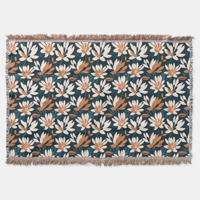 Cobertor Presente de aniversário | Floral Branco e Laranja (Frente)