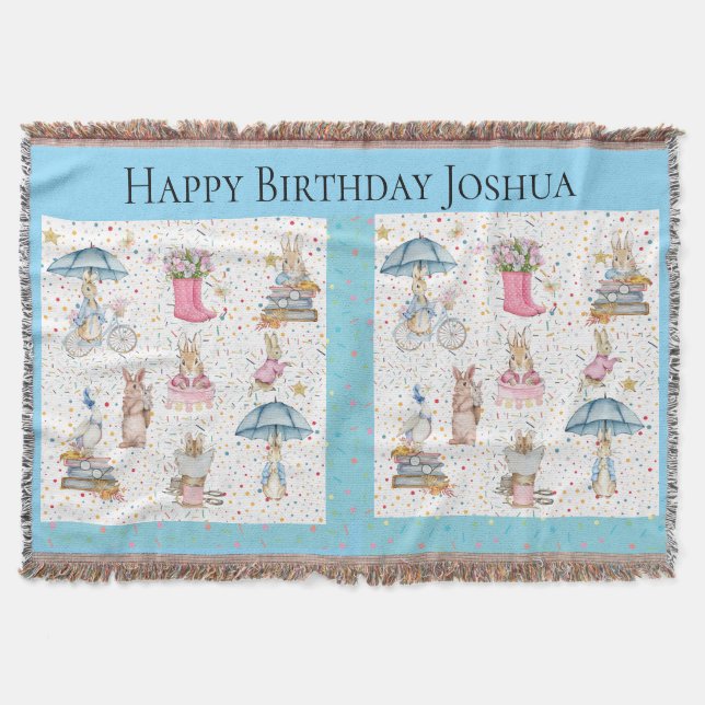 Cobertor Presente de aniversário para bebê - coelho coelho (Frente)