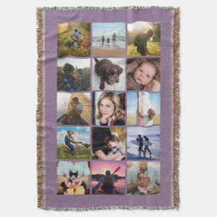 Cobertor Presente de Colagem de Fotos Quadradas 15 Lavanda