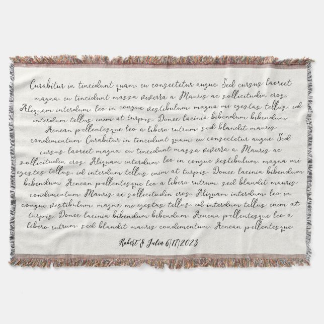 Cobertor Presente de letra de música de casamento (Frente)