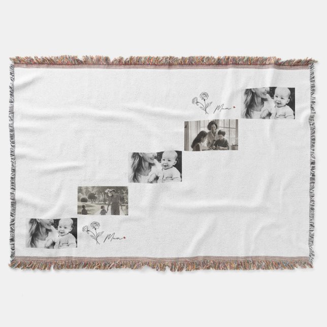 Cobertor Presente Mínimo Elegante Floral Mãe (Frente)