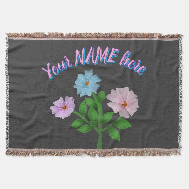 Cobertor Presente personalizado e customizado de flores em  (Frente)