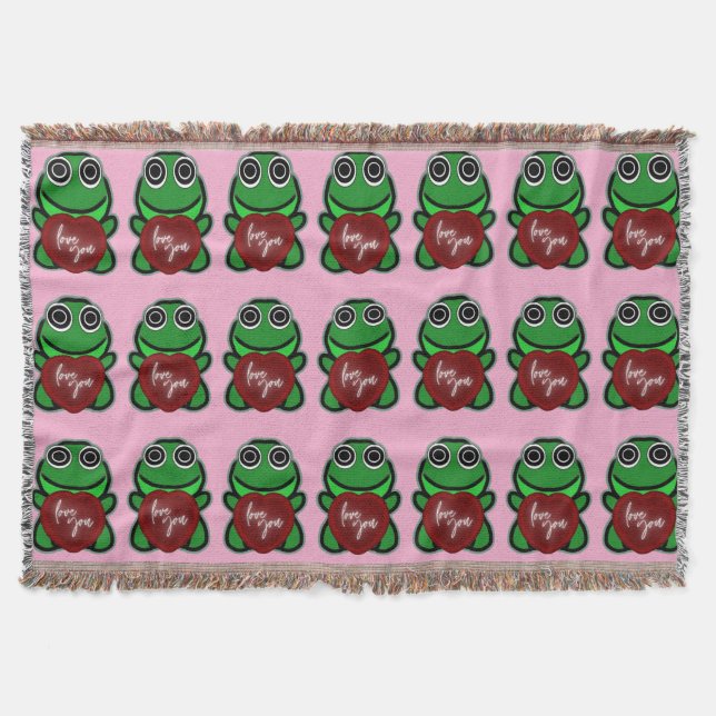 Cobertor Presente Personalizado Eu Te Amo Kawaii Coração de (Frente)