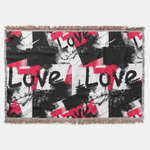 Cobertor Preto e branco com pontos vermelhos padrões de amo