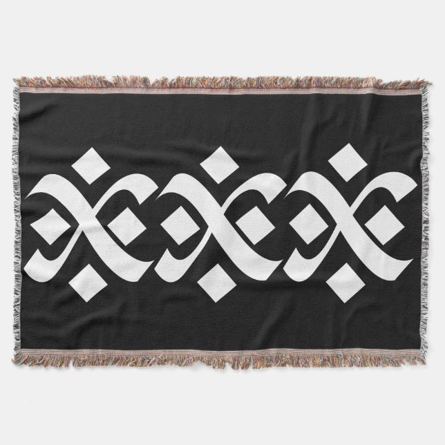 Cobertor Preto Elegante e Branco florescentes (Frente)