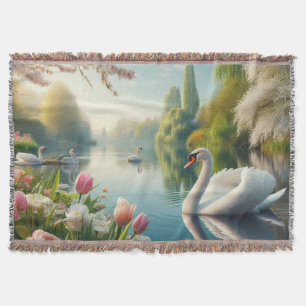 Cobertor Primavera do lago de swan floral