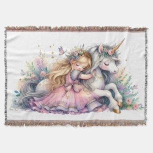 Cobertor Princesa Unicórnio Pastel Conto de Fadas Fantasia