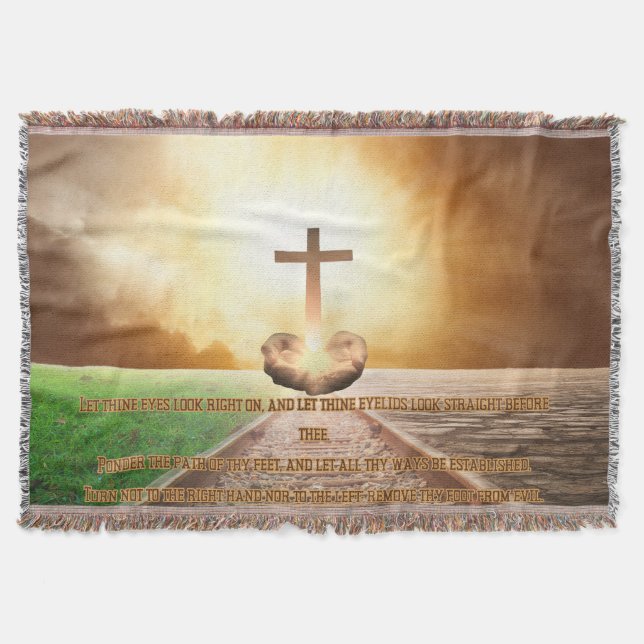 Cobertor Provérbios 4:25-27 Verso da Bíblia Cozy (Frente)