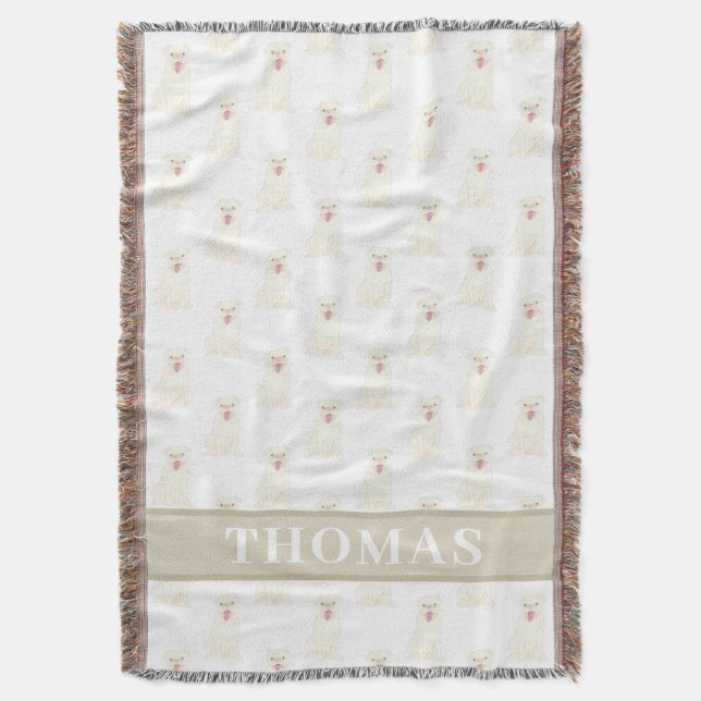 Cobertor Pug Personalizado (Branco) (Frente Vertical)