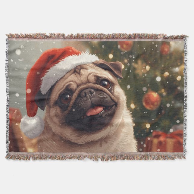 Cobertor  Pugmas Cheer: Cozy Snuggles with Santa’s Cutest  (Frente)