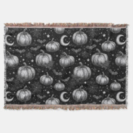 Cobertor Pumpkin de Dia das Bruxas Preto e Branco, Bat, tei