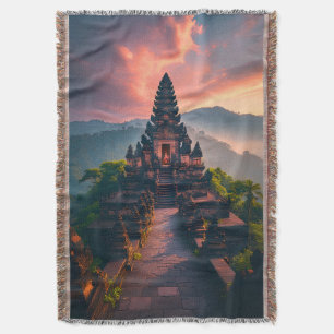Cobertor Pura Senja Bali - “Templo de Bali ao Pôr do Sol”