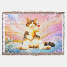 Cobertor Purrfectly Asleep – Cat Holding Ice Cream Cone